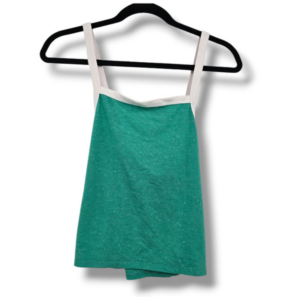 Colsie Women's Criss‎ Cross Back Retro Vintage Look Tank Top Green White Size M